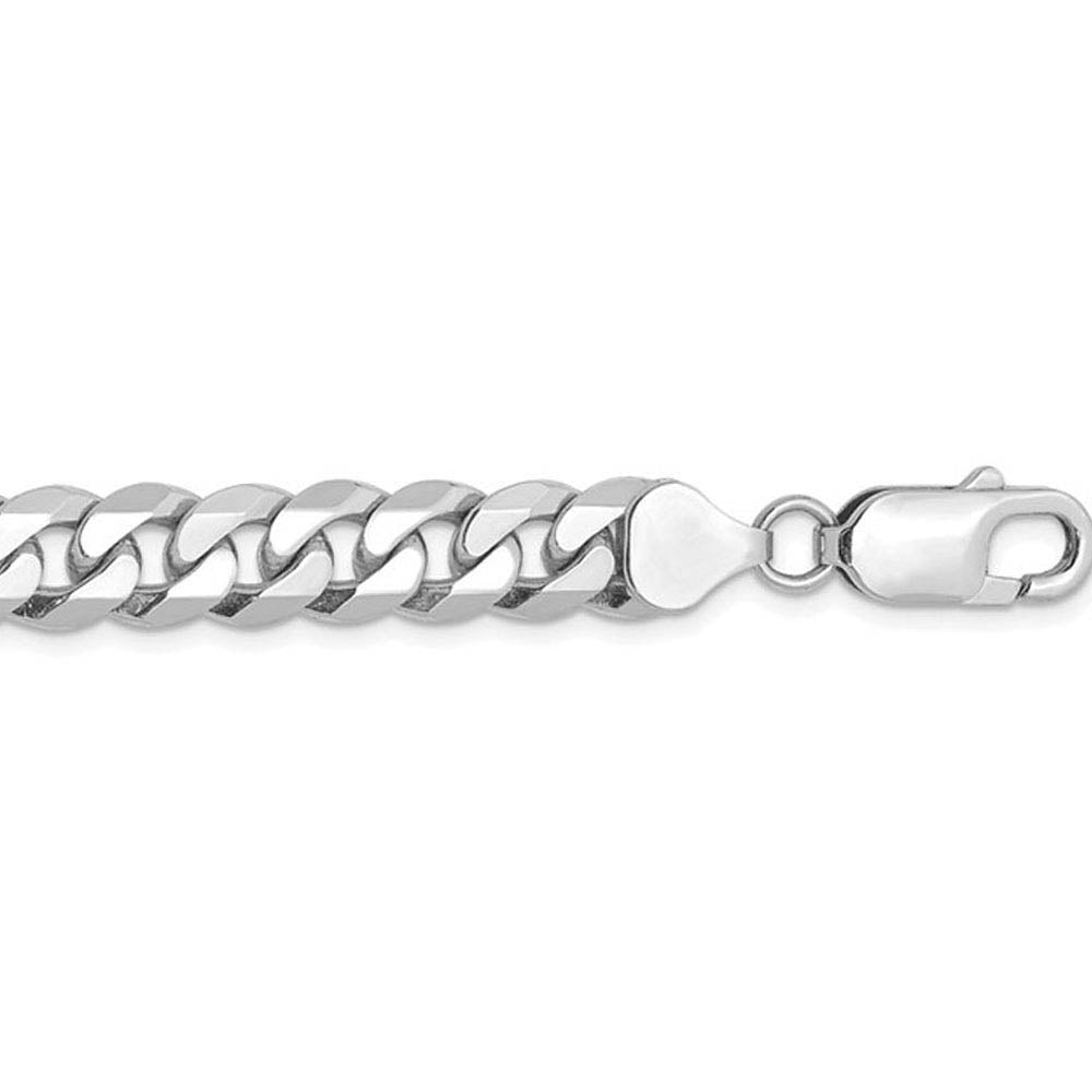 Alternate view of the Men's 8.5mm 14K White Gold Solid Beveled Curb Chain Necklace by The Black Bow Jewelry Co.