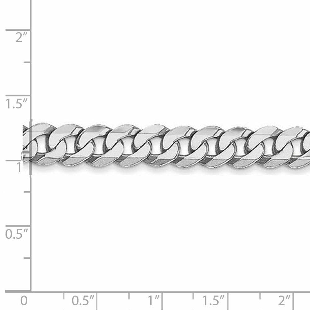 Alternate view of the Men's 8.5mm 14K White Gold Solid Beveled Curb Chain Necklace by The Black Bow Jewelry Co.