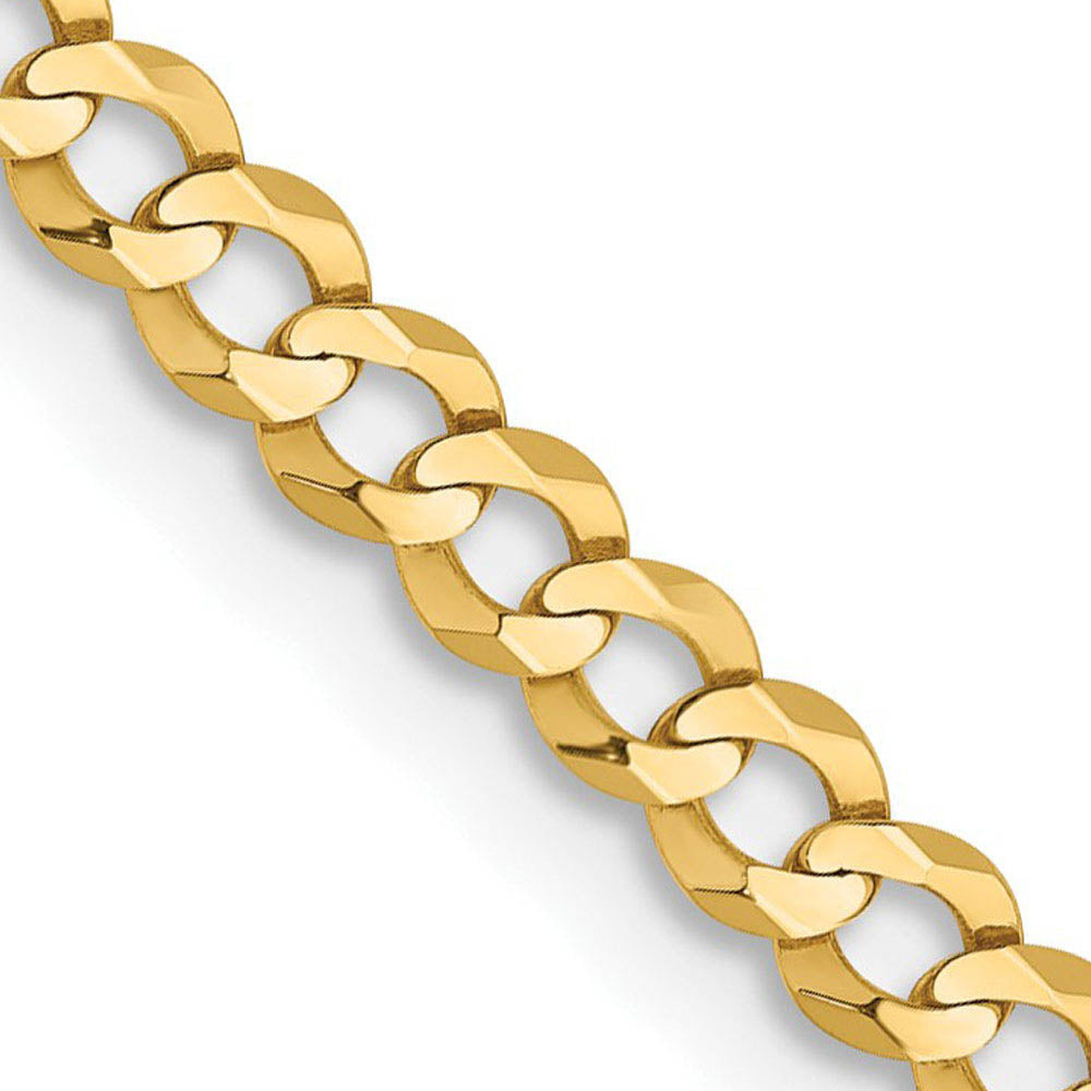 3mm 14K Yellow Gold Solid Lightweight Flat Curb Chain Necklace, Item C10520 by The Black Bow Jewelry Co.