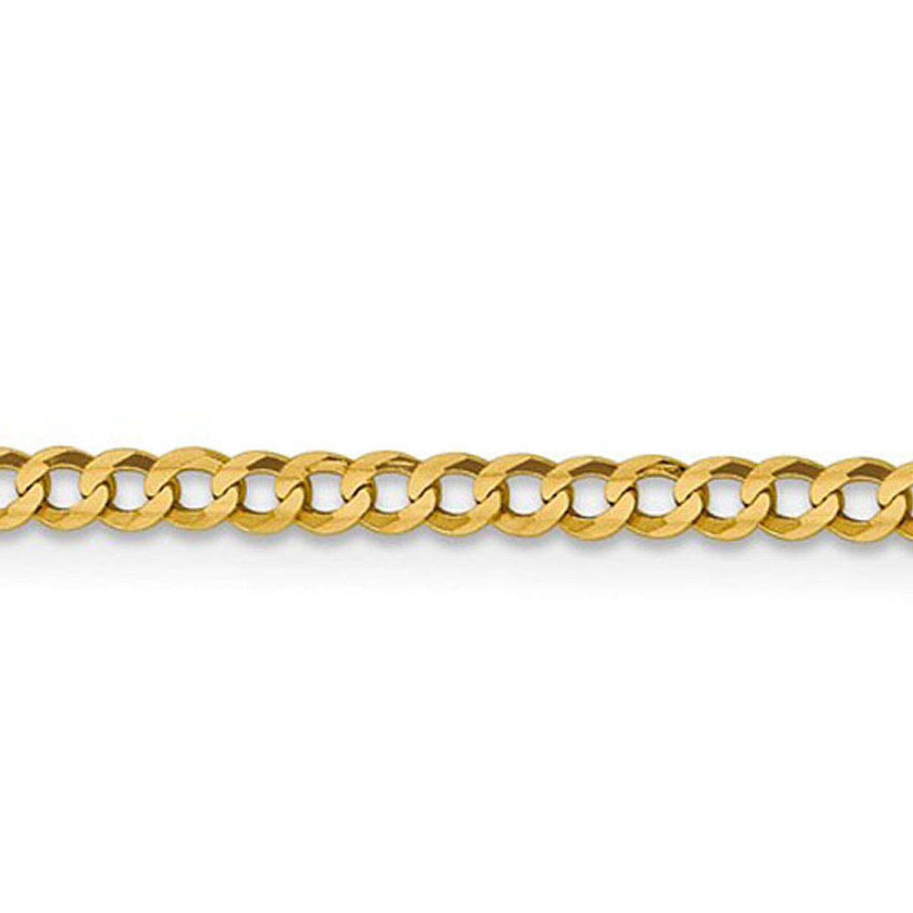 Alternate view of the 3mm 14K Yellow Gold Solid Lightweight Flat Curb Chain Necklace by The Black Bow Jewelry Co.