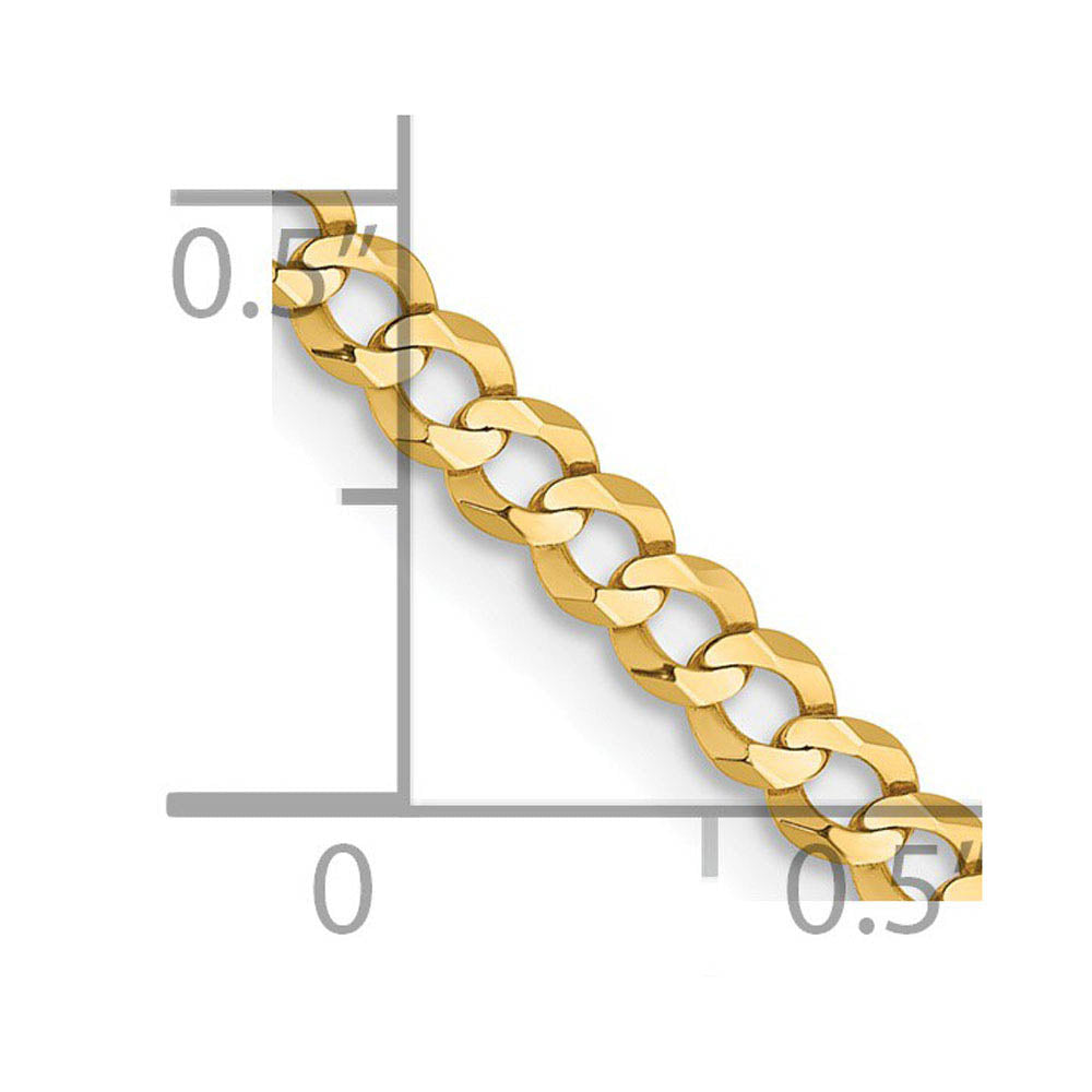 Alternate view of the 3mm 14K Yellow Gold Solid Lightweight Flat Curb Chain Bracelet by The Black Bow Jewelry Co.