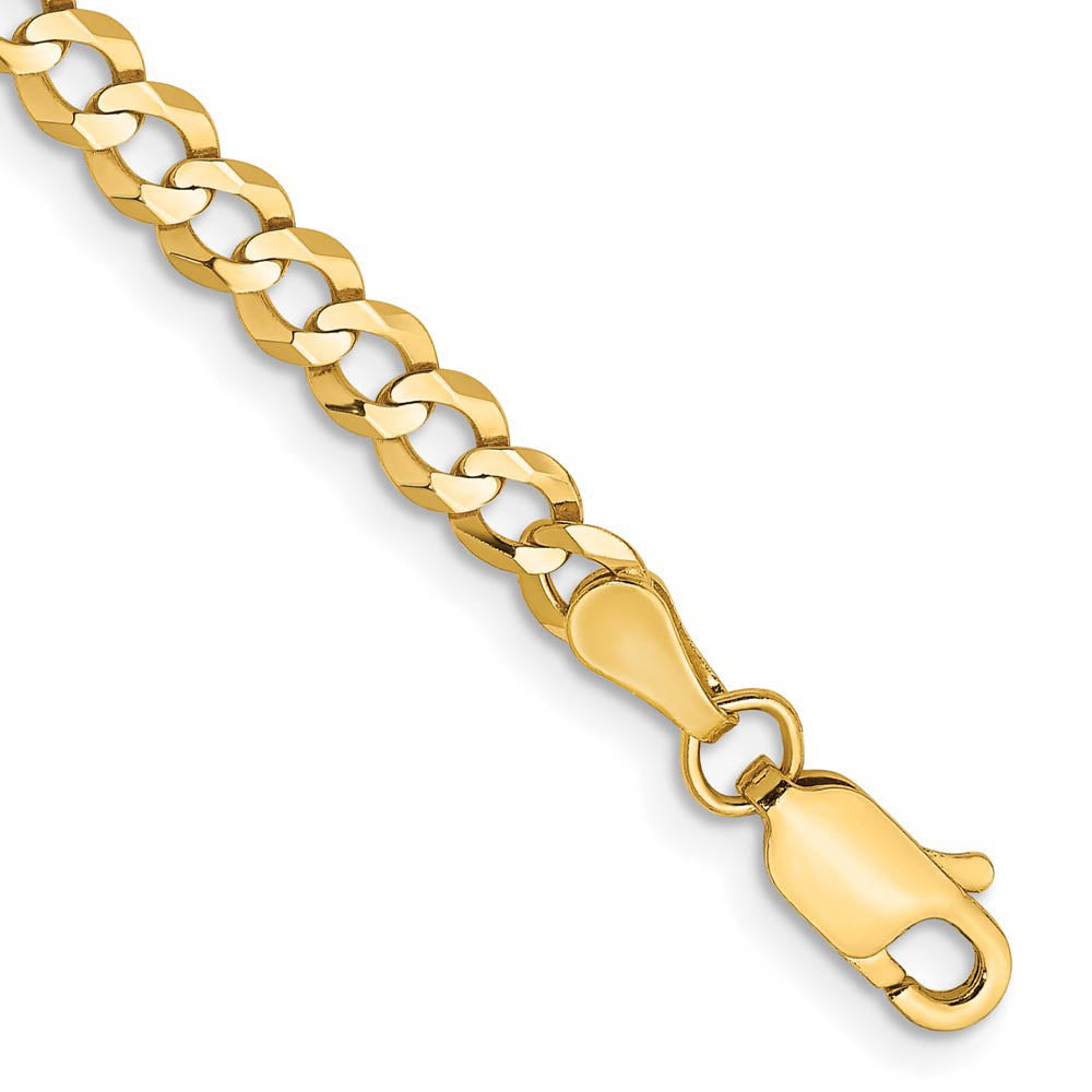 Alternate view of the 3.75mm 14K Yellow Gold Solid Lightweight Flat Curb Chain Bracelet by The Black Bow Jewelry Co.