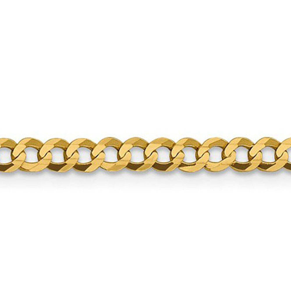 Alternate view of the 3.75mm 14K Yellow Gold Solid Lightweight Flat Curb Chain Necklace by The Black Bow Jewelry Co.