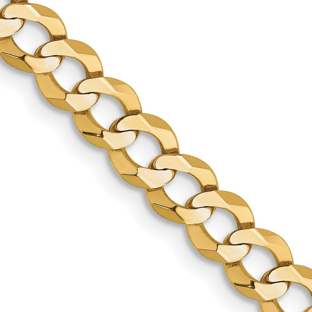 4.75mm 14K Yellow Gold Solid Lightweight Flat Curb Chain Necklace, Item C10522 by The Black Bow Jewelry Co.