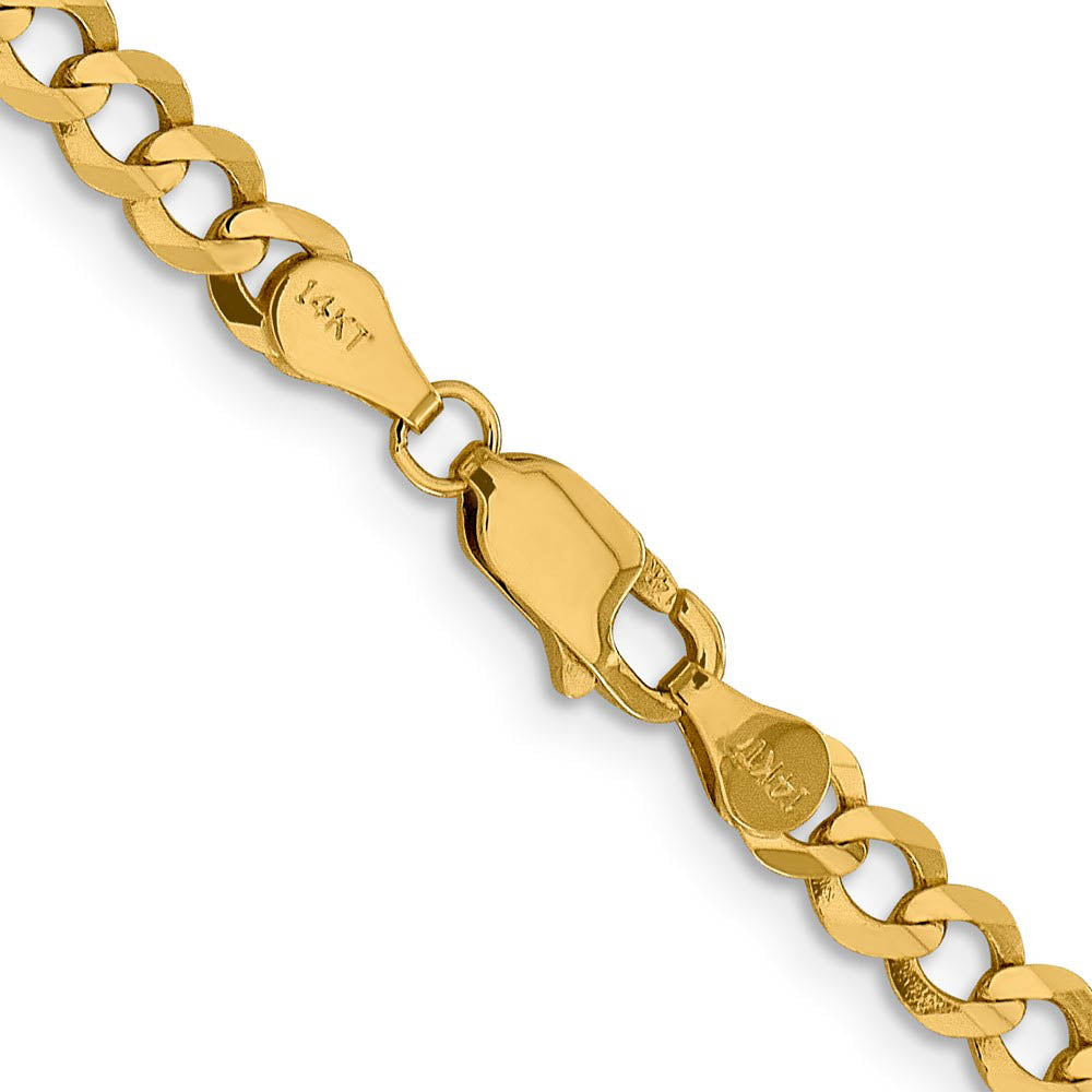 Alternate view of the 4.75mm 14K Yellow Gold Solid Lightweight Flat Curb Chain Necklace by The Black Bow Jewelry Co.