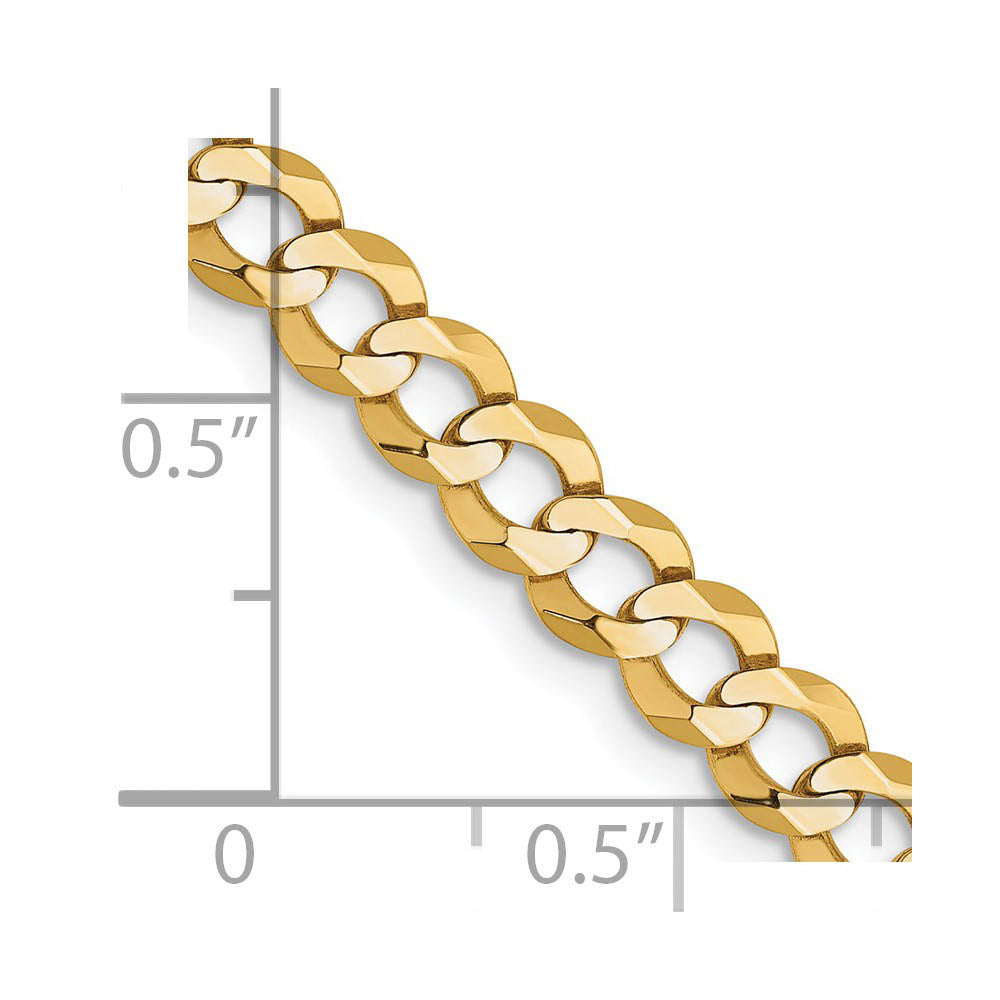Alternate view of the 4.75mm 14K Yellow Gold Solid Lightweight Flat Curb Chain Necklace by The Black Bow Jewelry Co.
