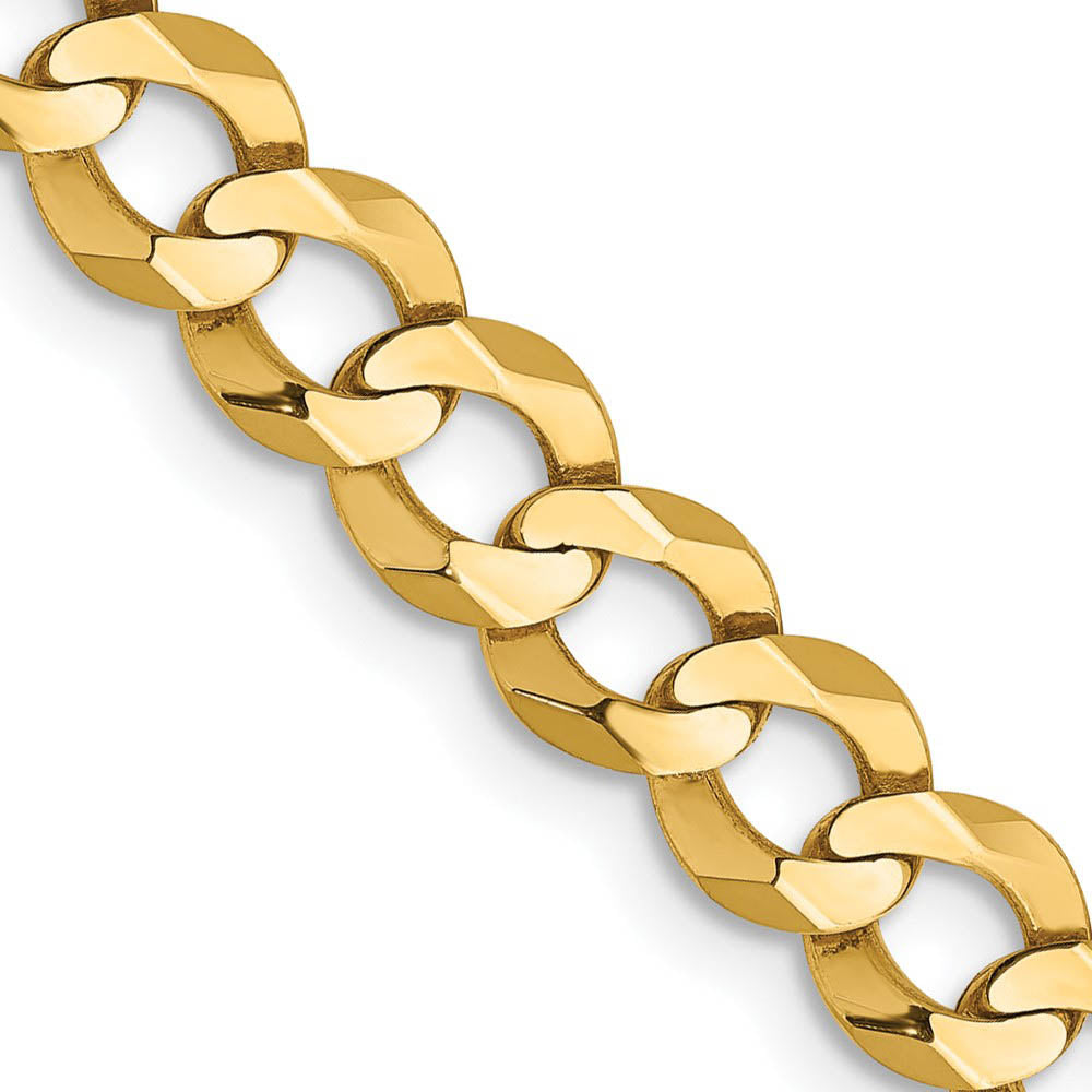 6mm 14K Yellow Gold Solid Lightweight Flat Curb Chain Bracelet, Item C10523-B by The Black Bow Jewelry Co.