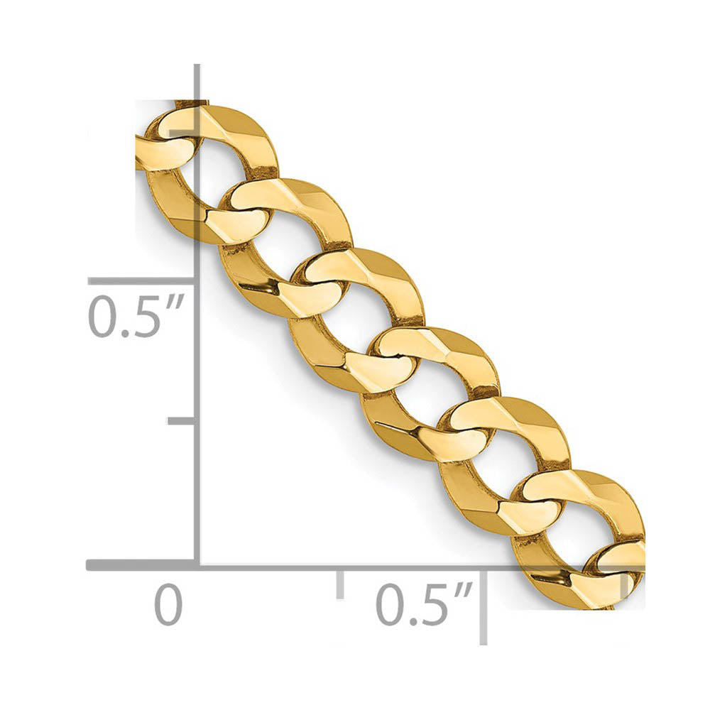 Alternate view of the 6mm 14K Yellow Gold Solid Lightweight Flat Curb Chain Bracelet by The Black Bow Jewelry Co.