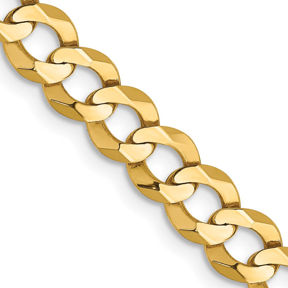 7.25mm 14K Yellow Gold Solid Lightweight Flat Curb Chain Necklace, Item C10524 by The Black Bow Jewelry Co.
