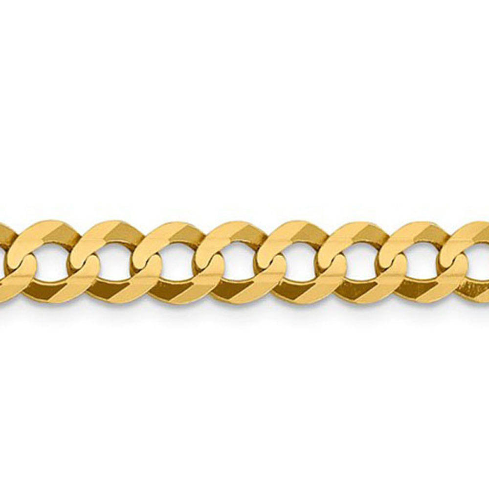 Alternate view of the 7.25mm 14K Yellow Gold Solid Lightweight Flat Curb Chain Necklace by The Black Bow Jewelry Co.
