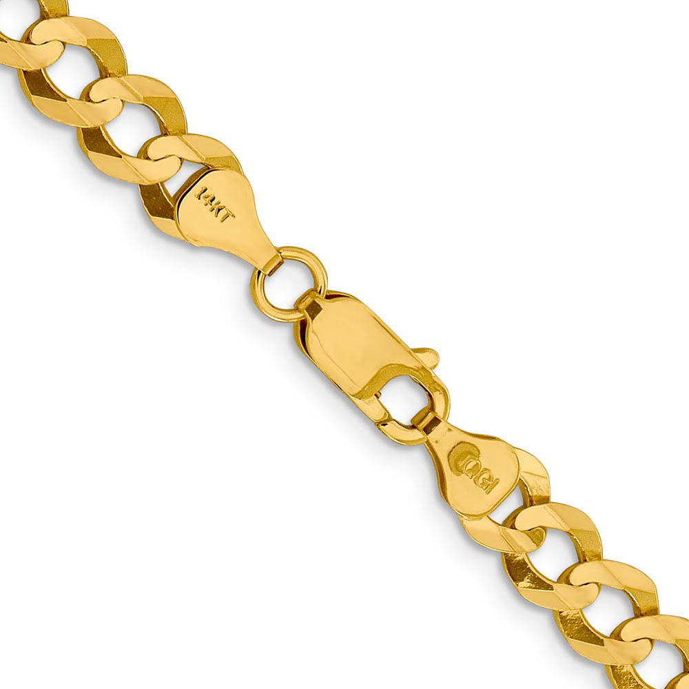 Alternate view of the 7.25mm 14K Yellow Gold Solid Lightweight Flat Curb Chain Necklace by The Black Bow Jewelry Co.