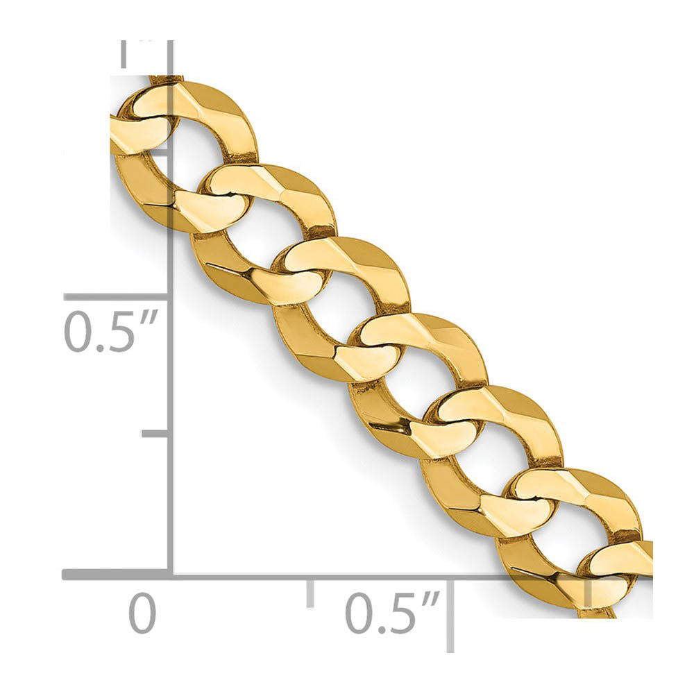 Alternate view of the 7.25mm 14K Yellow Gold Solid Lightweight Flat Curb Chain Necklace by The Black Bow Jewelry Co.