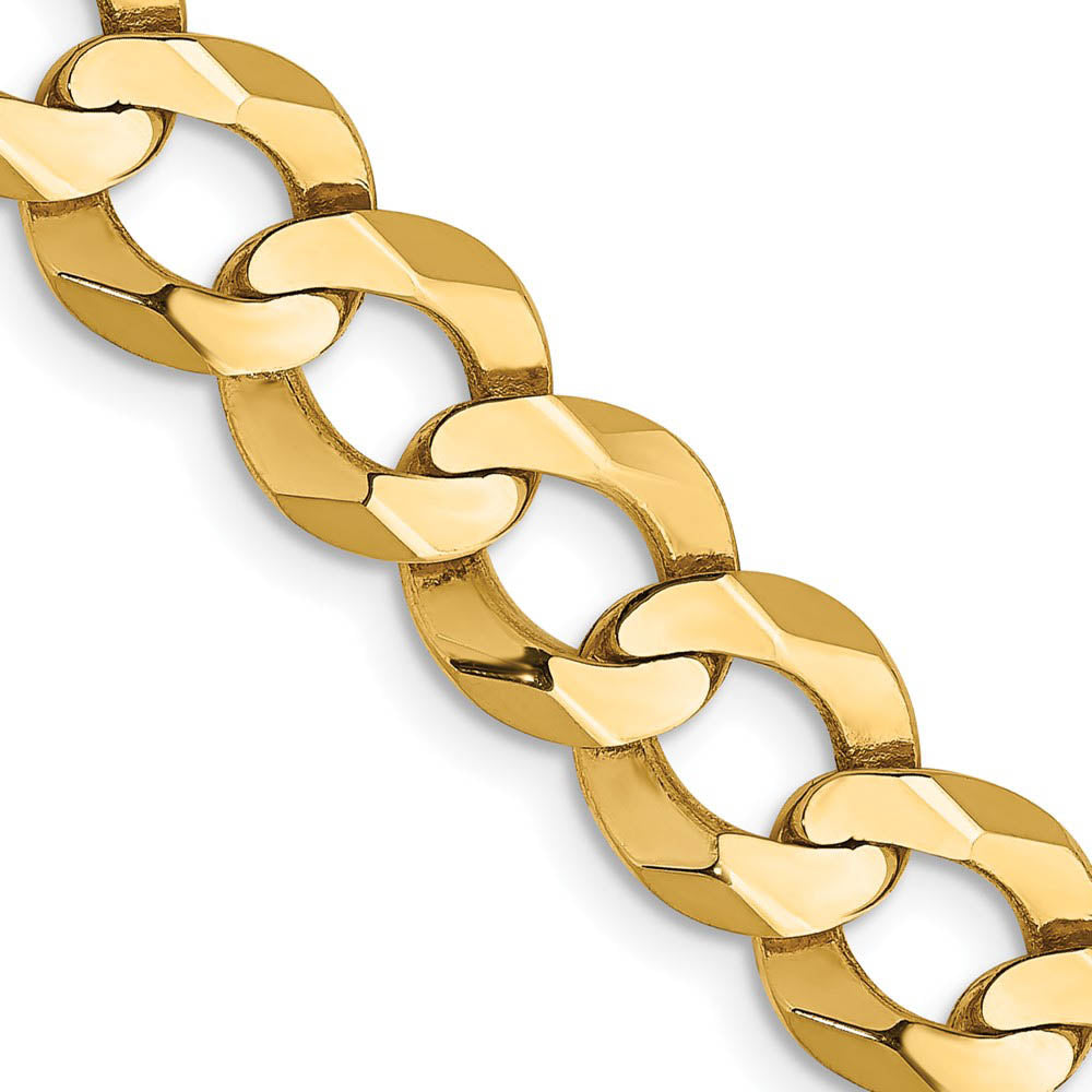 Mens 8.25mm 14K Yellow Gold Solid Lightweight Flat Curb Chain Bracelet, Item C10525-B by The Black Bow Jewelry Co.