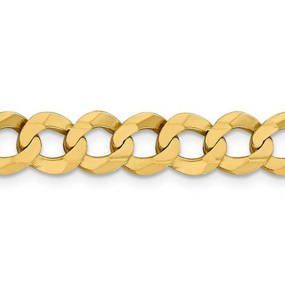Alternate view of the Mens 8.25mm 14K Yellow Gold Solid Lightweight Flat Curb Chain Necklace by The Black Bow Jewelry Co.