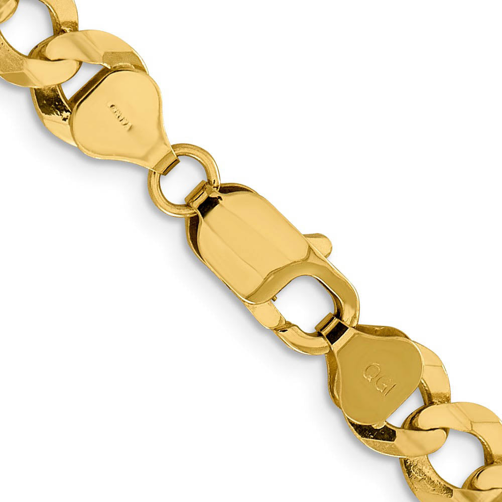 Alternate view of the Mens 8.25mm 14K Yellow Gold Solid Lightweight Flat Curb Chain Bracelet by The Black Bow Jewelry Co.