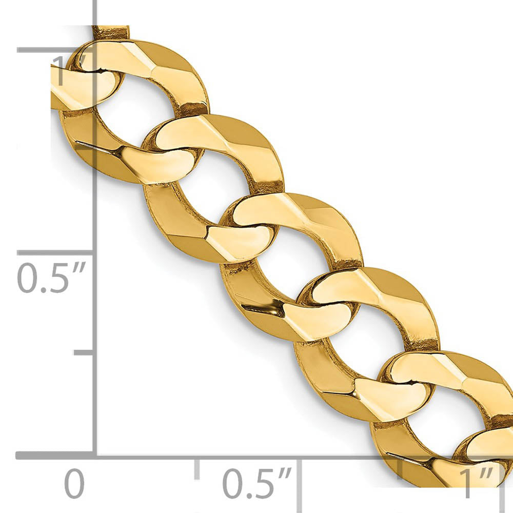 Alternate view of the Mens 8.25mm 14K Yellow Gold Solid Lightweight Flat Curb Chain Bracelet by The Black Bow Jewelry Co.