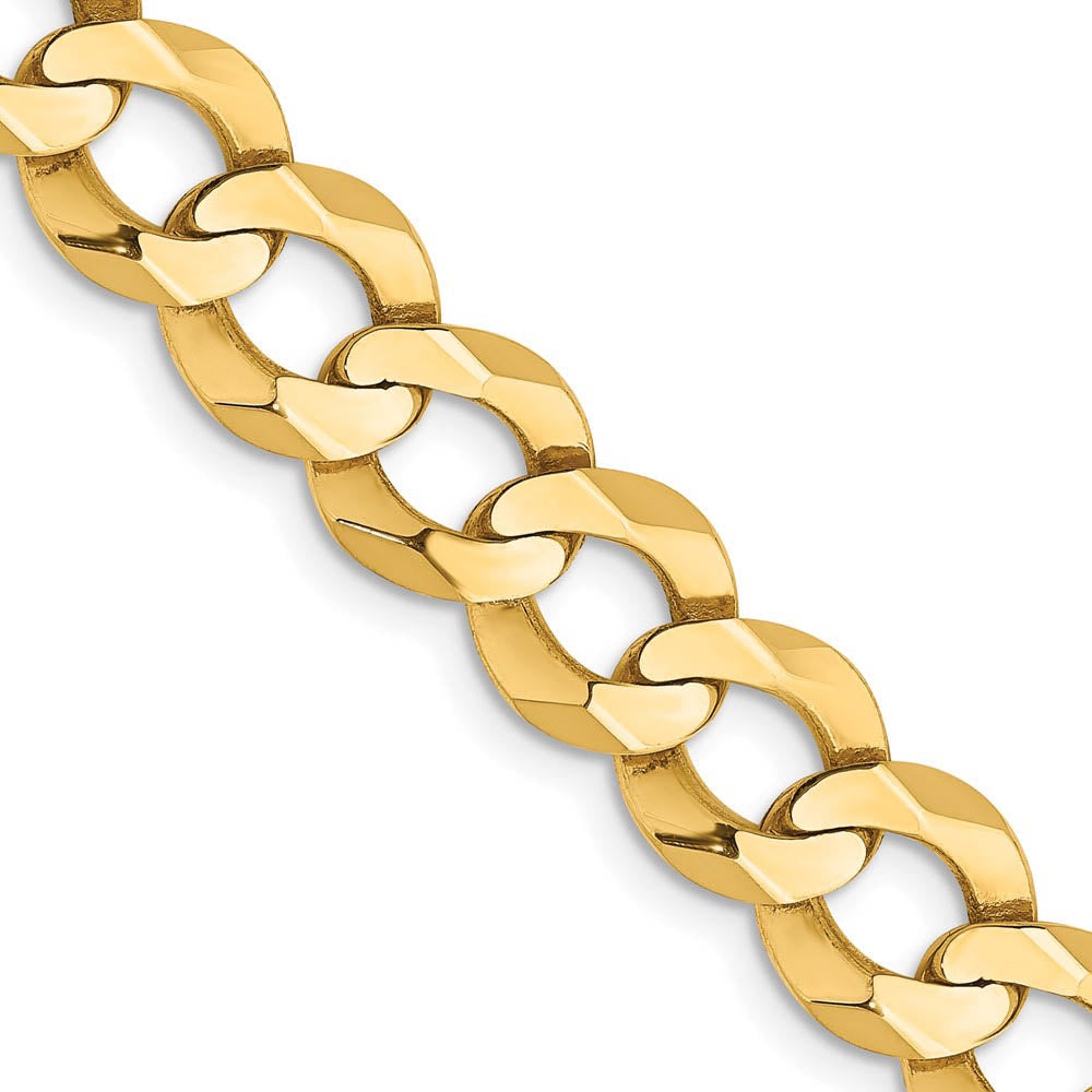 Mens 9.25mm 14K Yellow Gold Solid Lightweight Flat Curb Chain Bracelet, Item C10526-B by The Black Bow Jewelry Co.