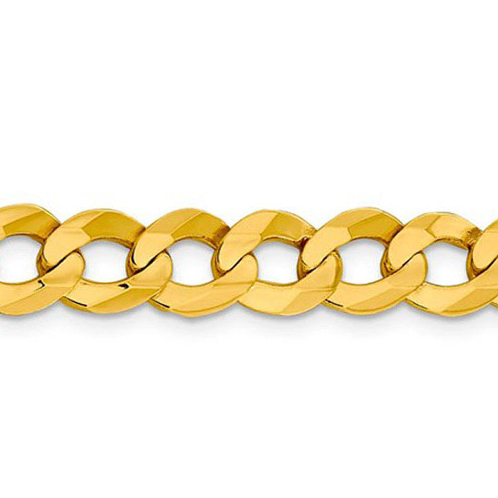 Alternate view of the Mens 9.25mm 14K Yellow Gold Solid Lightweight Flat Curb Chain Bracelet by The Black Bow Jewelry Co.