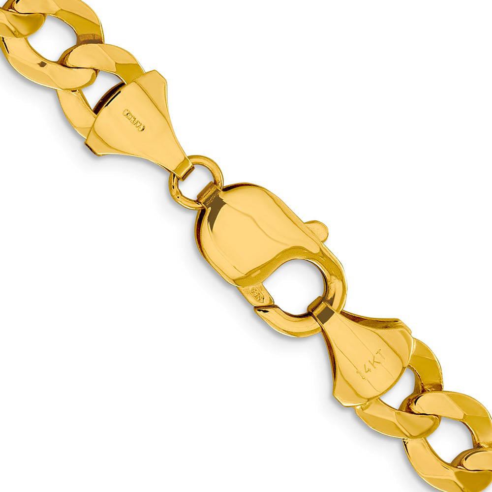 Alternate view of the Mens 9.25mm 14K Yellow Gold Solid Lightweight Flat Curb Chain Bracelet by The Black Bow Jewelry Co.
