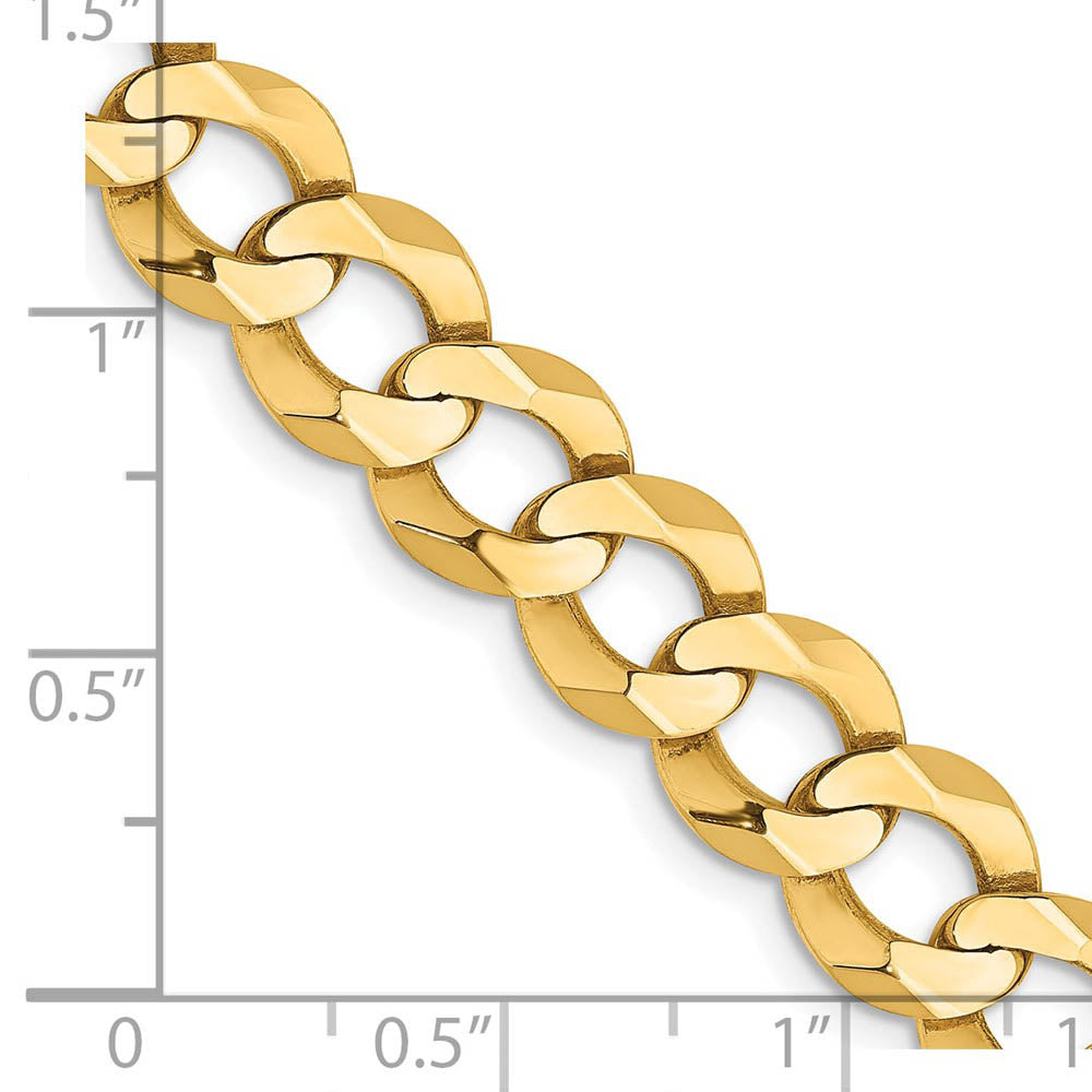 Alternate view of the Mens 9.25mm 14K Yellow Gold Solid Lightweight Flat Curb Chain Bracelet by The Black Bow Jewelry Co.