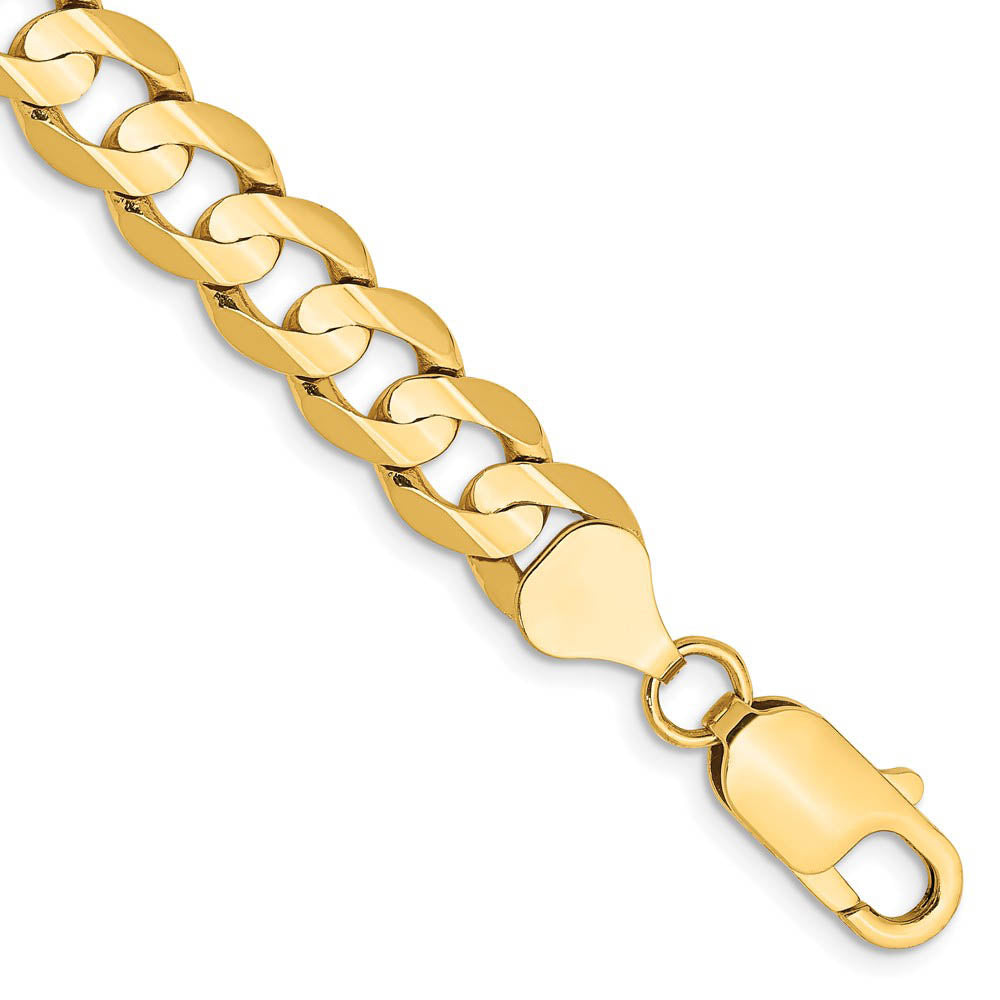 Alternate view of the Men's 7.5mm 14K Yellow Gold Open Concave Solid Curb Chain Bracelet by The Black Bow Jewelry Co.