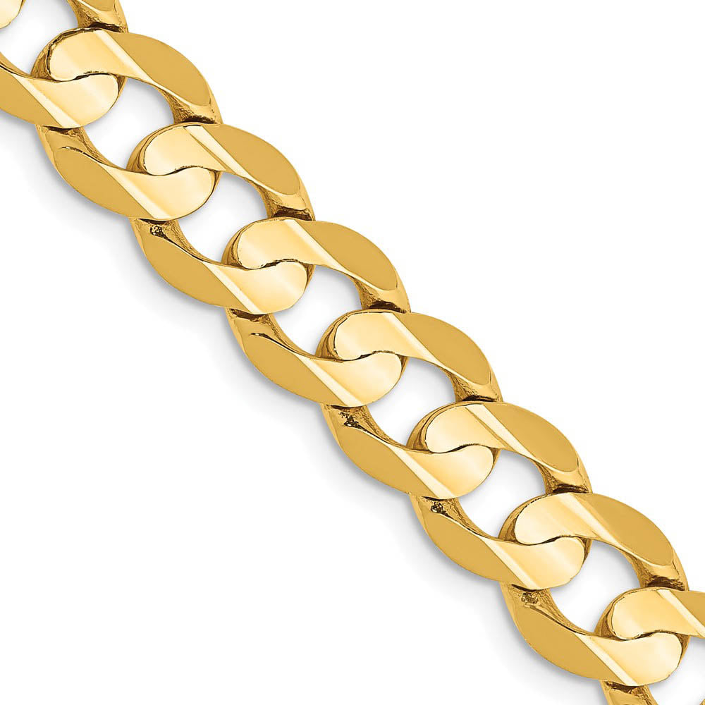 Men's 7.5mm 14K Yellow Gold Open Concave Solid Curb Chain Bracelet, Item C10527-B by The Black Bow Jewelry Co.