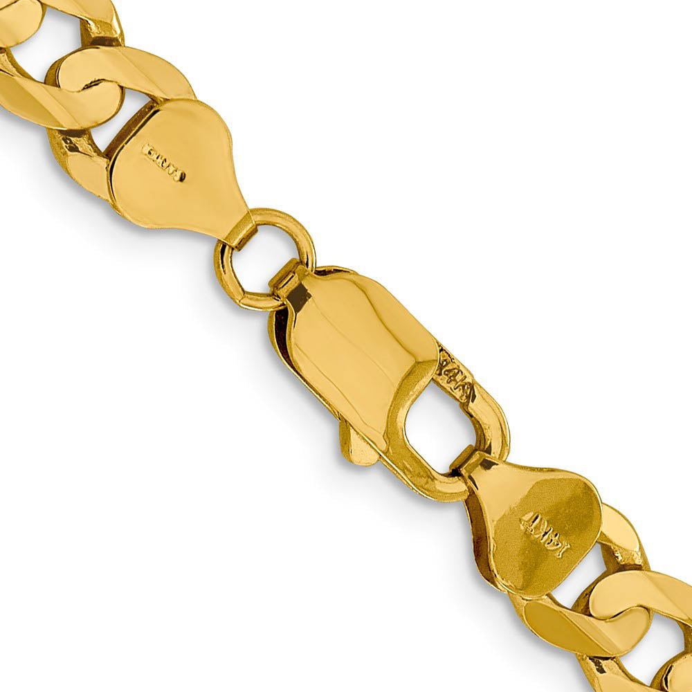 Alternate view of the Men's 7.5mm 14K Yellow Gold Open Concave Solid Curb Chain Necklace by The Black Bow Jewelry Co.