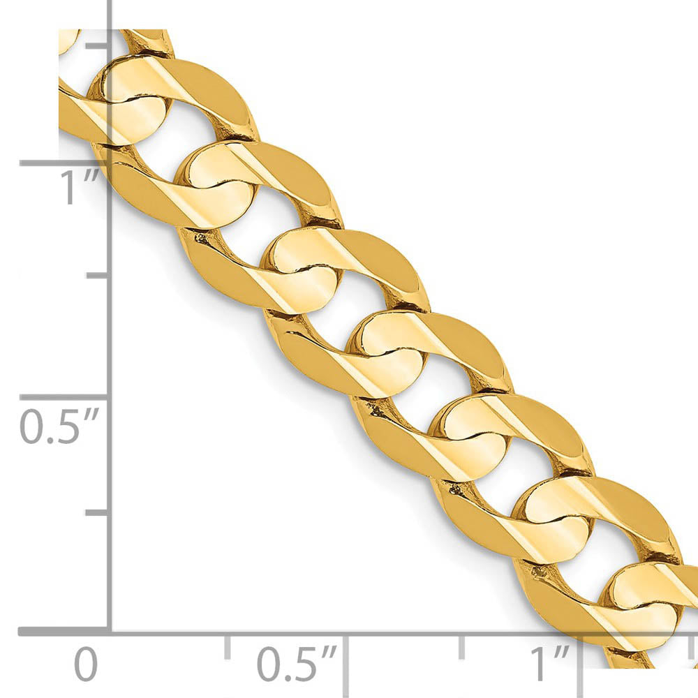Alternate view of the Men's 7.5mm 14K Yellow Gold Open Concave Solid Curb Chain Bracelet by The Black Bow Jewelry Co.