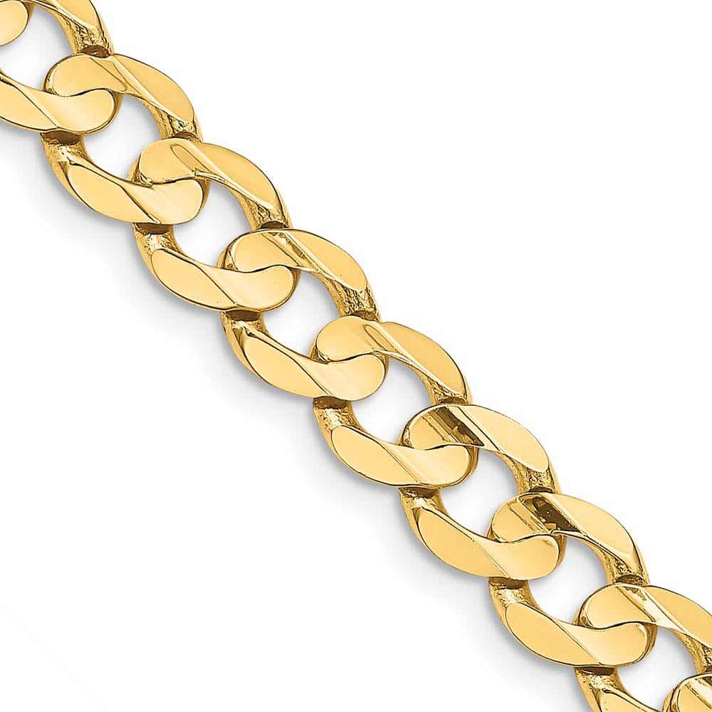 Men's 8.5mm 14K Yellow Gold Open Concave Solid Curb Chain Bracelet, Item C10528-B by The Black Bow Jewelry Co.