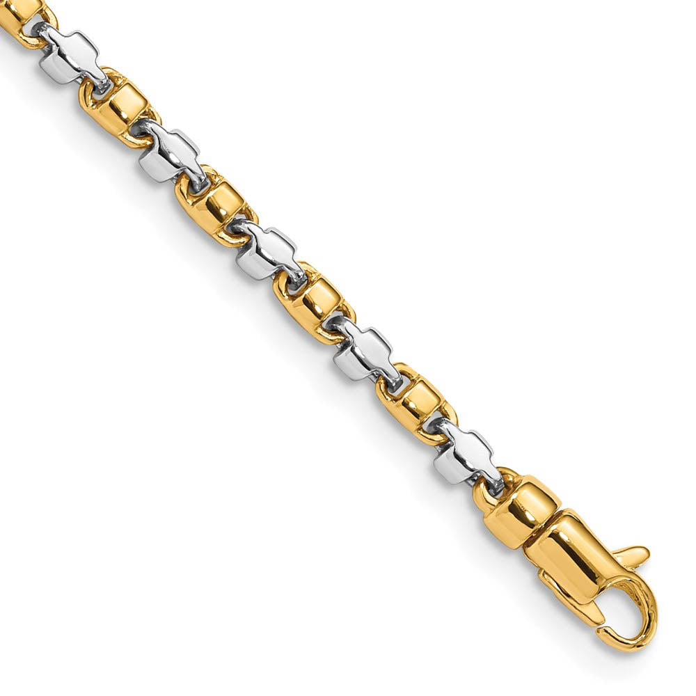 2.6mm 14K Two Tone Gold Solid Fancy Chain Link Bracelet, Item C10534-B by The Black Bow Jewelry Co.