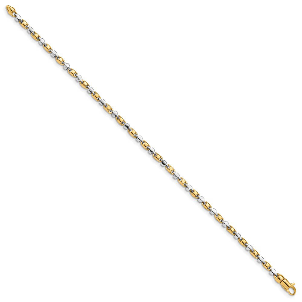 Alternate view of the 2.6mm 14K Two Tone Gold Solid Fancy Chain Link Bracelet by The Black Bow Jewelry Co.