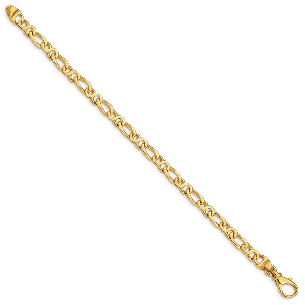 Alternate view of the 4.75mm 14K Yellow Gold Modified Figaro Chain Bracelet by The Black Bow Jewelry Co.