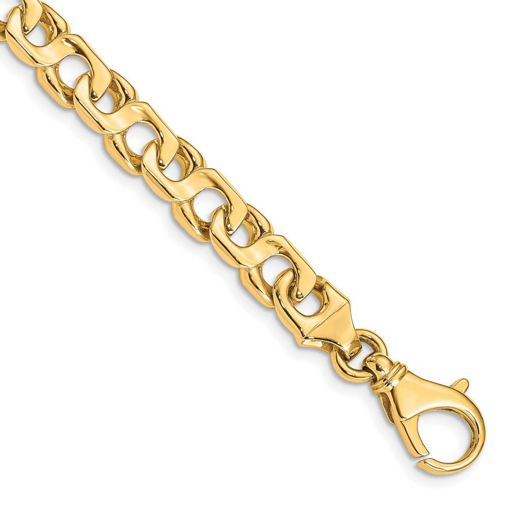 14K Yellow or White Gold, 7.5mm Fancy Figure-8 Chain Bracelet, 8 Inch, Item C10545-B by The Black Bow Jewelry Co.