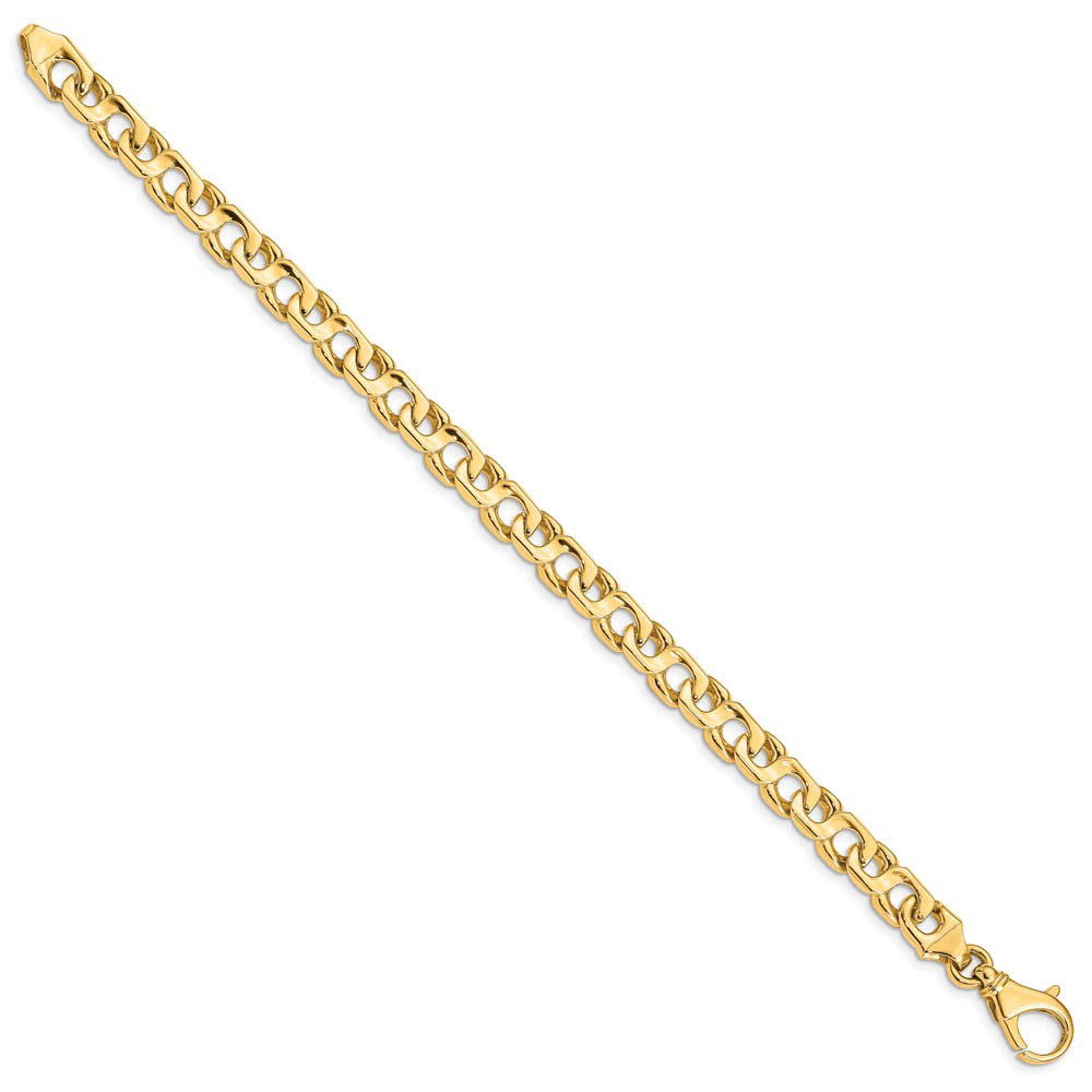 Alternate view of the 14K Yellow or White Gold, 7.5mm Fancy Figure-8 Chain Bracelet, 8 Inch by The Black Bow Jewelry Co.