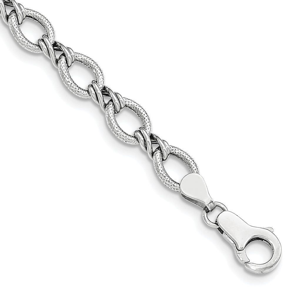 7.5mm 14K Yellow or White Gold Hollow Fancy Link Chain Bracelet, 7 In, Item C10551-B by The Black Bow Jewelry Co.