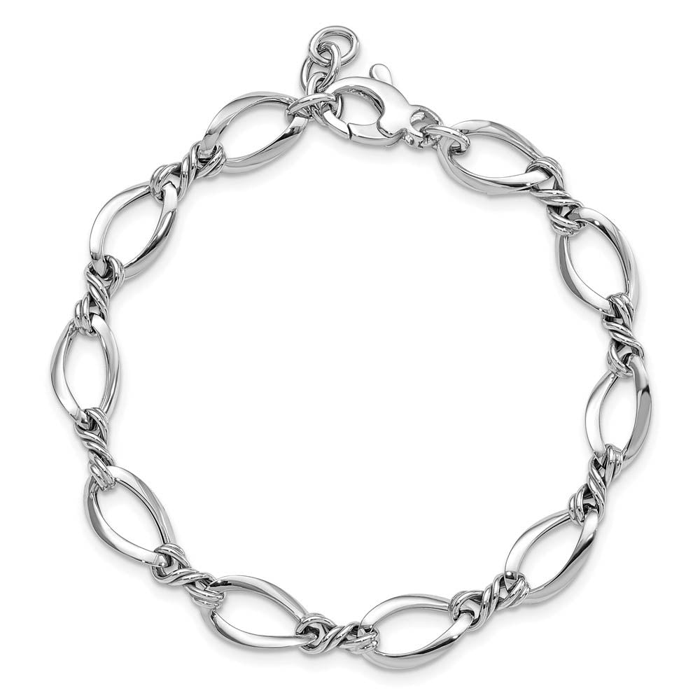 Alternate view of the 8.75mm 14K White Gold Fancy Open Link Chain Bracelet, 7.5 Inch by The Black Bow Jewelry Co.