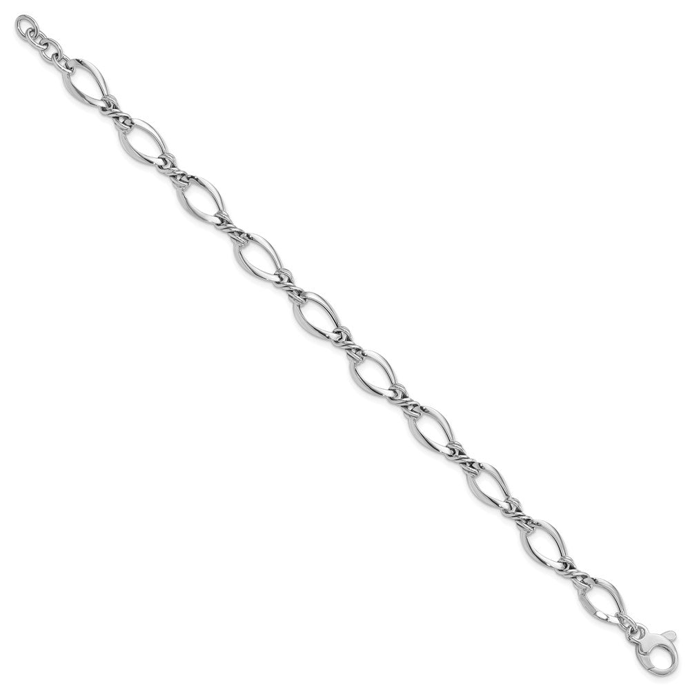 Alternate view of the 8.75mm 14K White Gold Fancy Open Link Chain Bracelet, 7.5 Inch by The Black Bow Jewelry Co.