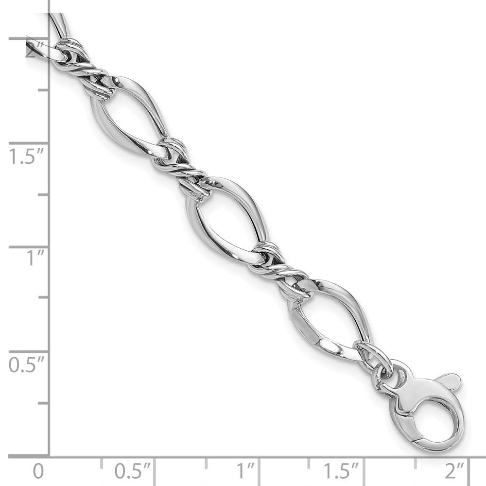 Alternate view of the 8.75mm 14K White Gold Fancy Open Link Chain Bracelet, 7.5 Inch by The Black Bow Jewelry Co.