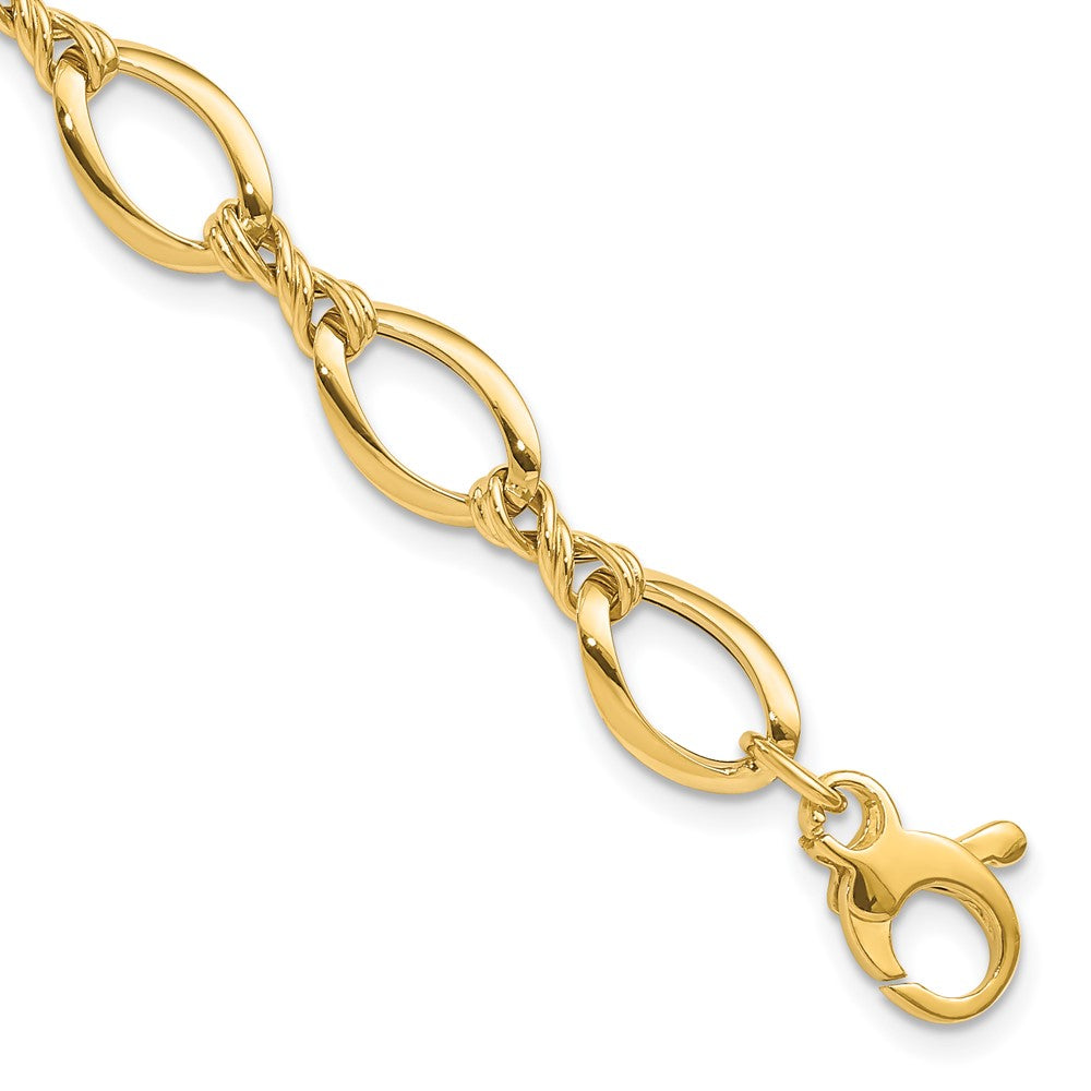 8.75mm 14K Yellow or White Gold Fancy Open Link Chain Bracelet, 7.5 In, Item C10552-B by The Black Bow Jewelry Co.