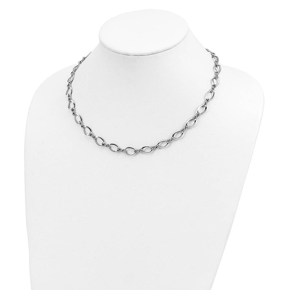 Alternate view of the 8.25mm 14K Yellow or White Gold Fancy Open Link Chain Necklace, 18 In by The Black Bow Jewelry Co.