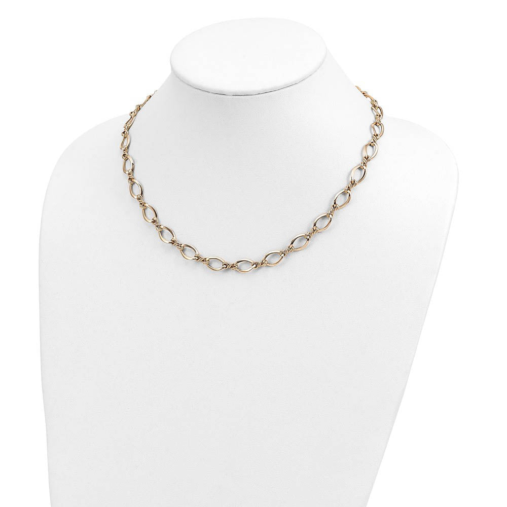 Alternate view of the 8.25mm 14K Yellow or White Gold Fancy Open Link Chain Necklace, 18 In by The Black Bow Jewelry Co.