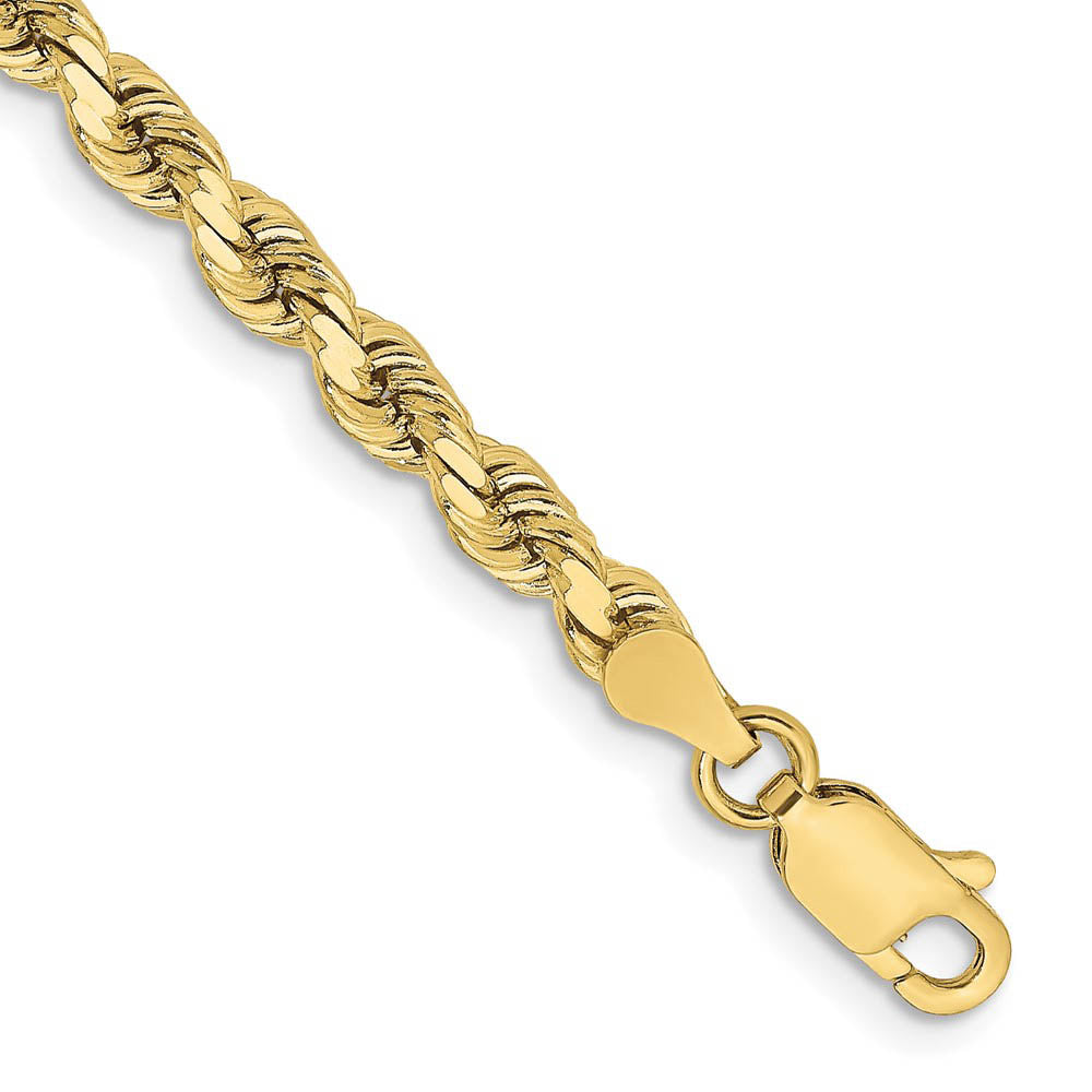 Alternate view of the 3.75mm 10K Yellow Gold Diamond Cut Solid Rope Chain Bracelet by The Black Bow Jewelry Co.
