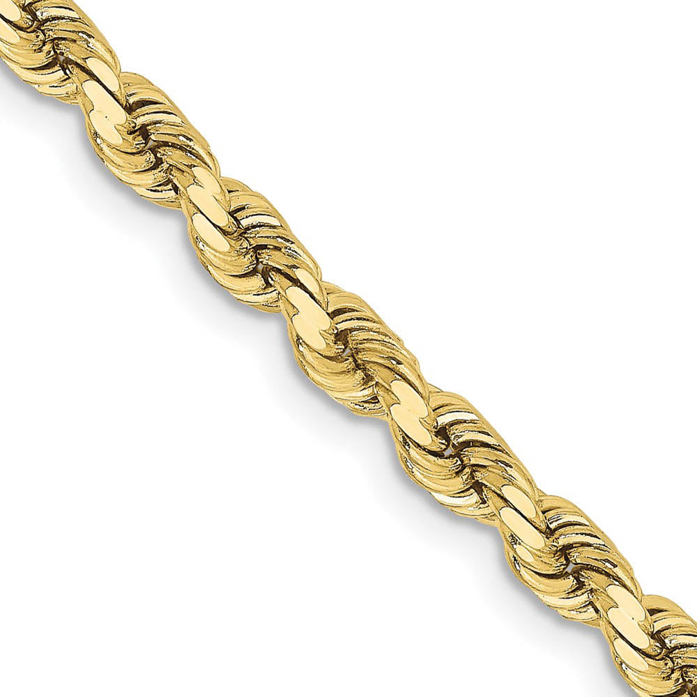 3.75mm 10K Yellow Gold Diamond Cut Solid Rope Chain Bracelet, Item C10555-B by The Black Bow Jewelry Co.