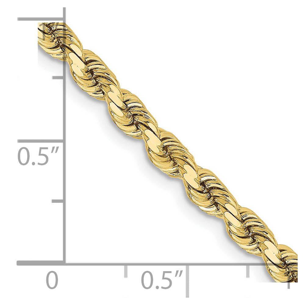 Alternate view of the 3.75mm 10K Yellow Gold Diamond Cut Solid Rope Chain Bracelet by The Black Bow Jewelry Co.