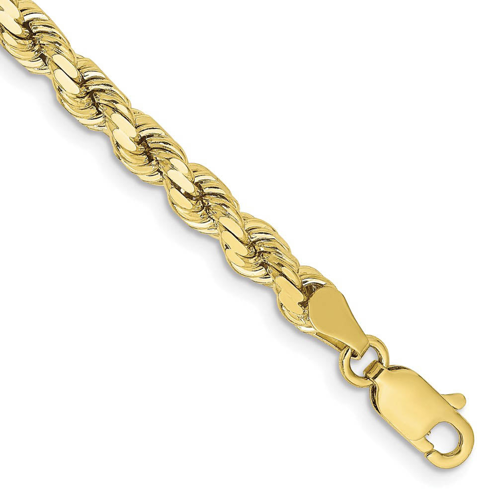 Alternate view of the 4.25mm 10K Yellow Gold Diamond Cut Solid Rope Chain Bracelet by The Black Bow Jewelry Co.
