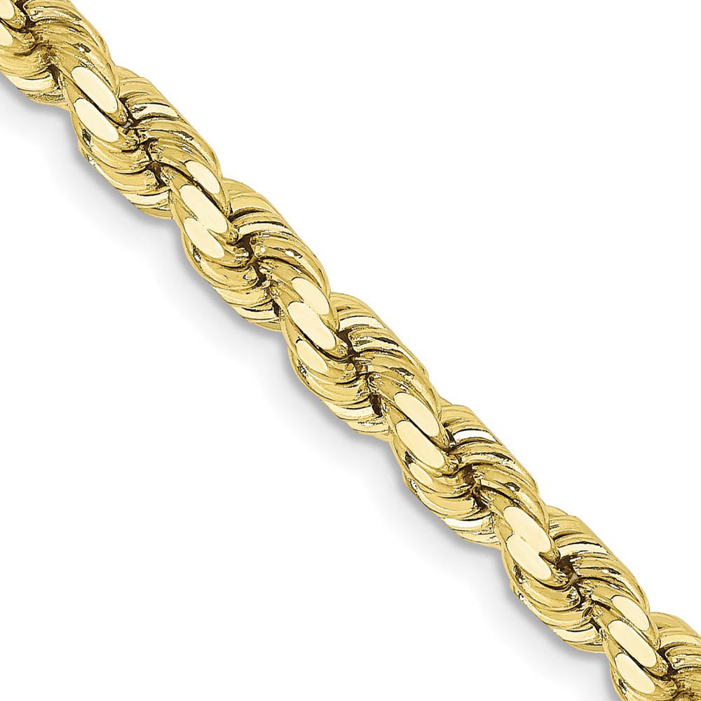 4.25mm 10K Yellow Gold Diamond Cut Solid Rope Chain Bracelet, Item C10556-B by The Black Bow Jewelry Co.