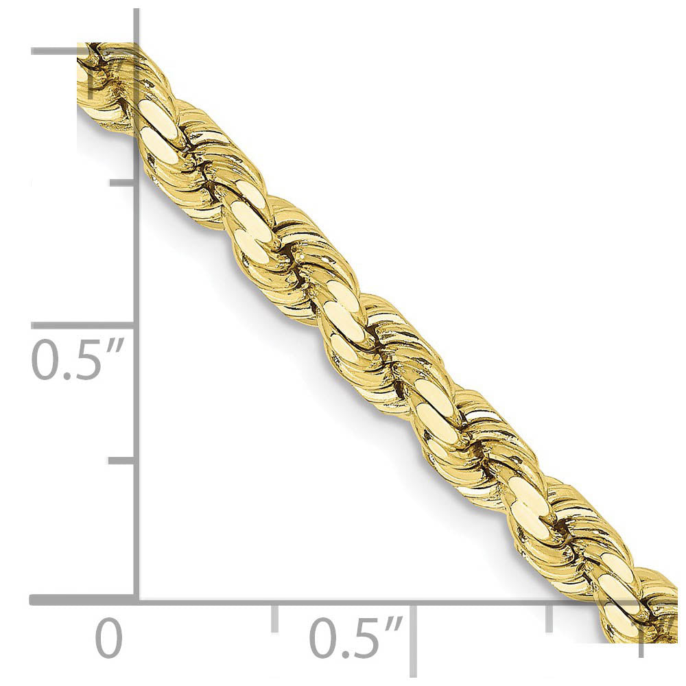 Alternate view of the 4.25mm 10K Yellow Gold Diamond Cut Solid Rope Chain Necklace by The Black Bow Jewelry Co.