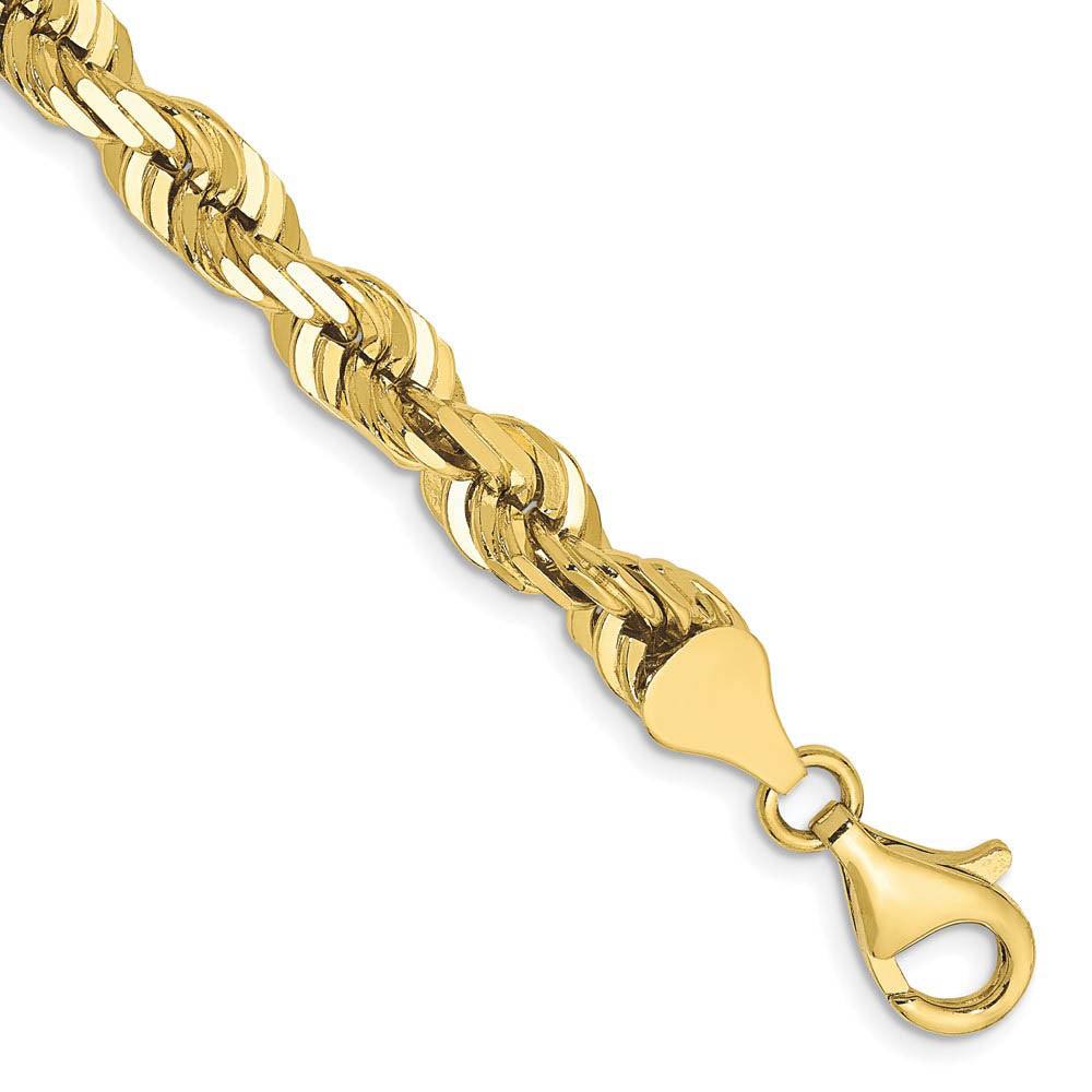 Alternate view of the Men's 6.5mm 10K Yellow Gold D/C Solid Rope Chain Bracelet by The Black Bow Jewelry Co.
