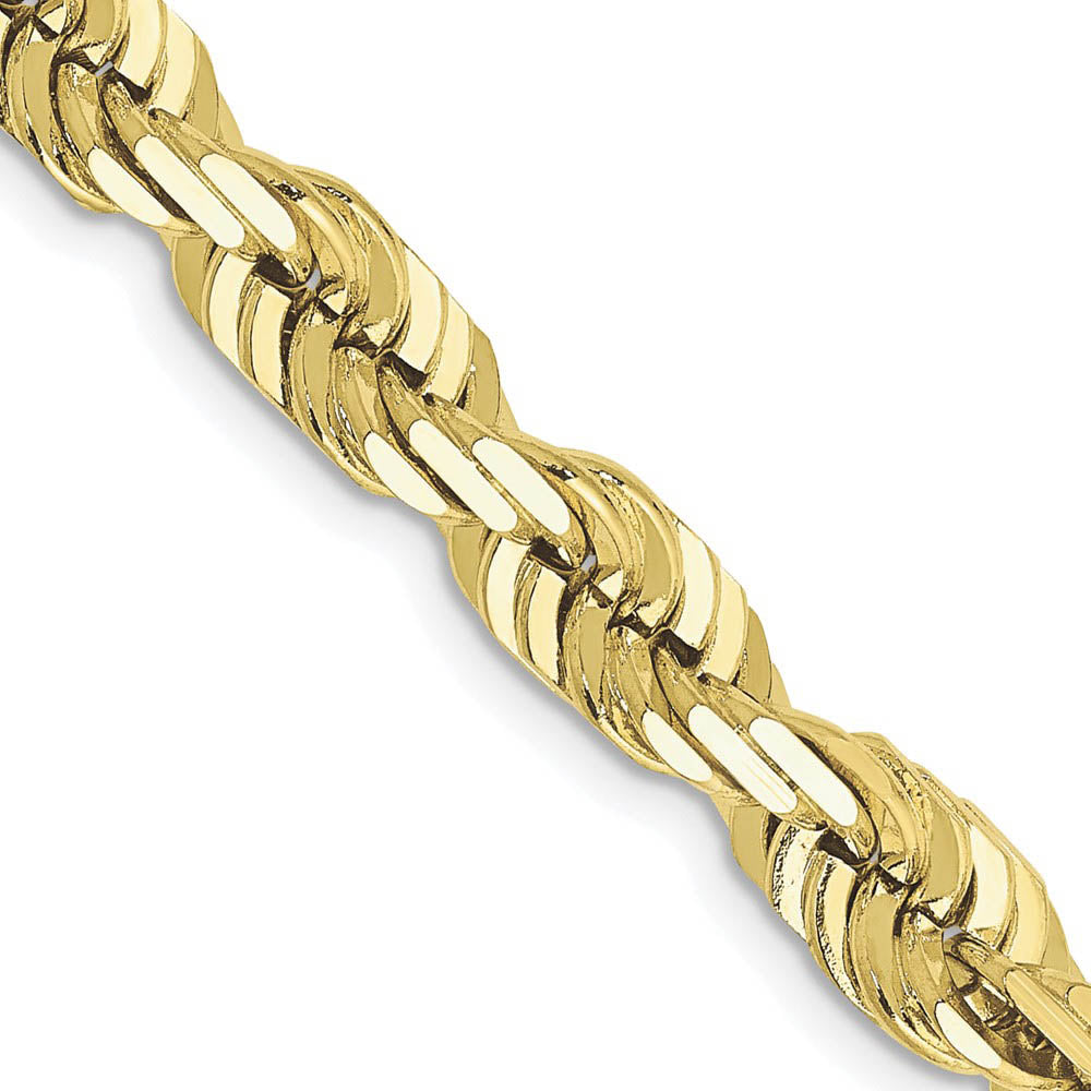 Men's 6.5mm 10K Yellow Gold D/C Solid Rope Chain Bracelet, Item C10557-B by The Black Bow Jewelry Co.