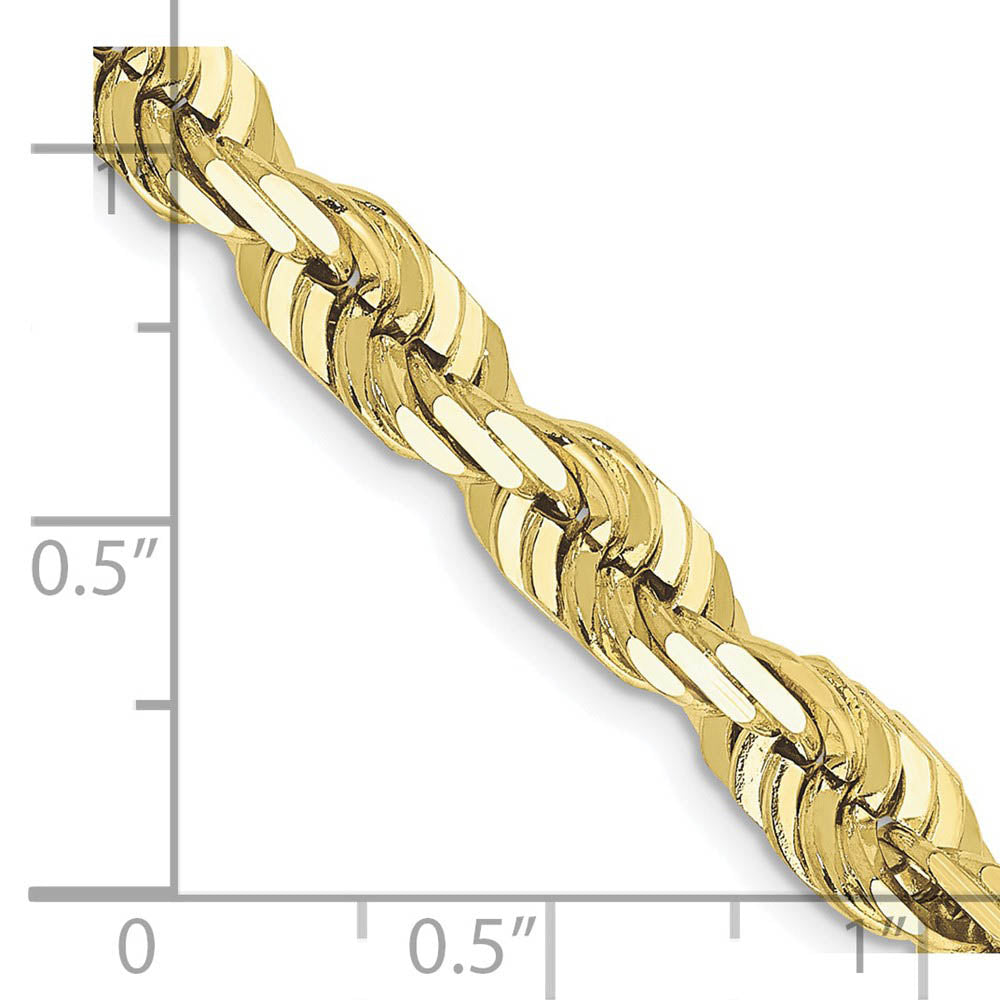 Alternate view of the Men's 6.5mm 10K Yellow Gold D/C Solid Rope Chain Necklace by The Black Bow Jewelry Co.